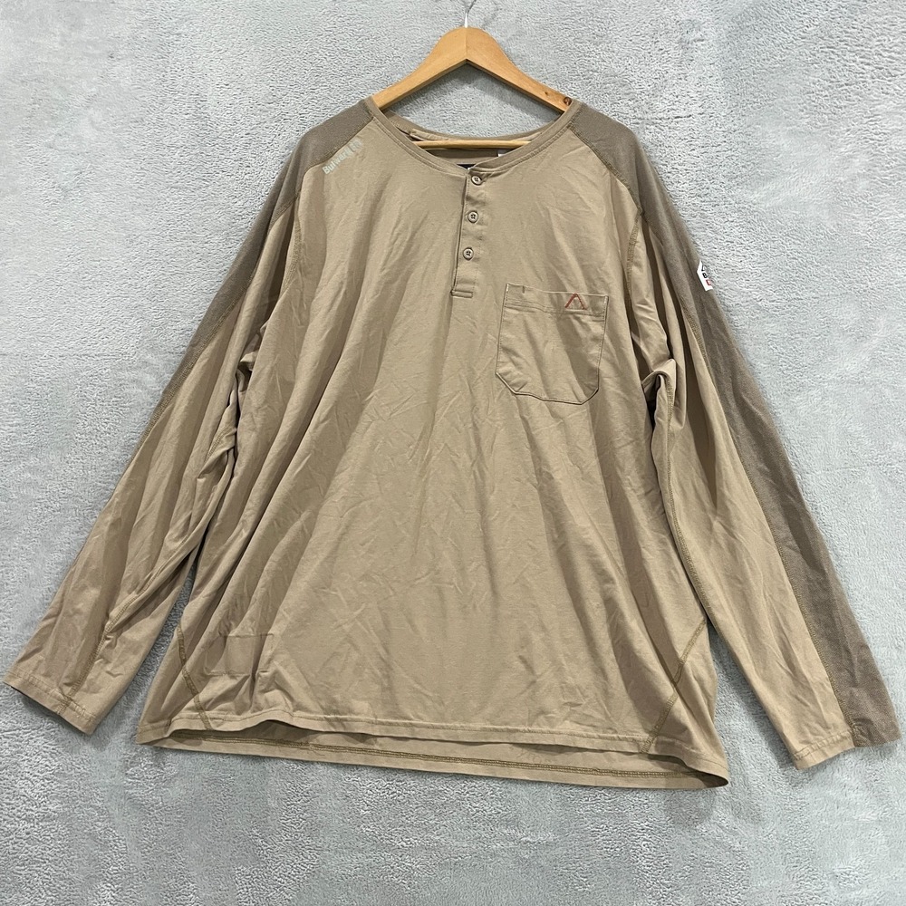 Bulwark FR Flex Knit Henley Mens 2XL STL2KH Kaki Regular Flame Resistant‎